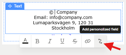 A footer module where a year needs to be added