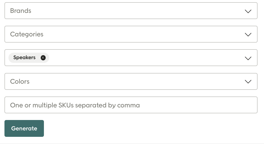 Screenshot of dialog for using brands and categories