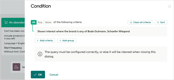 Shown interest in the specific brand example 