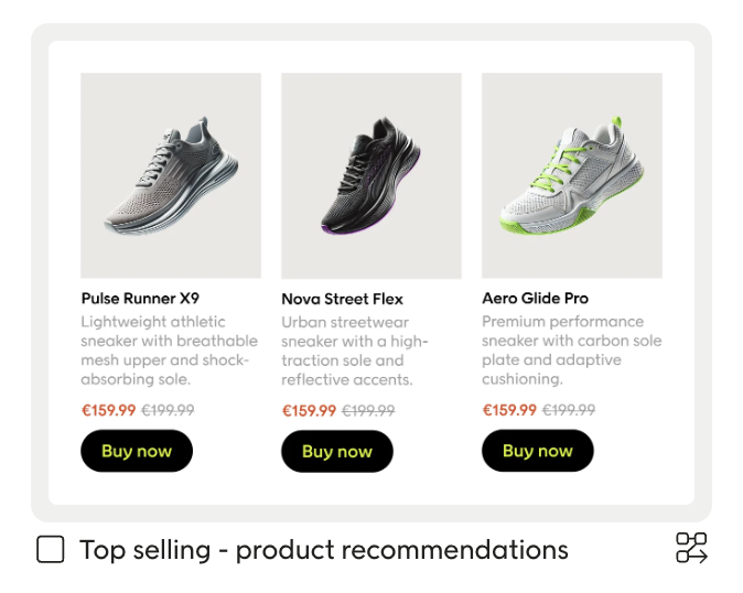 Screenshot of the top selling products module in design studio starter library