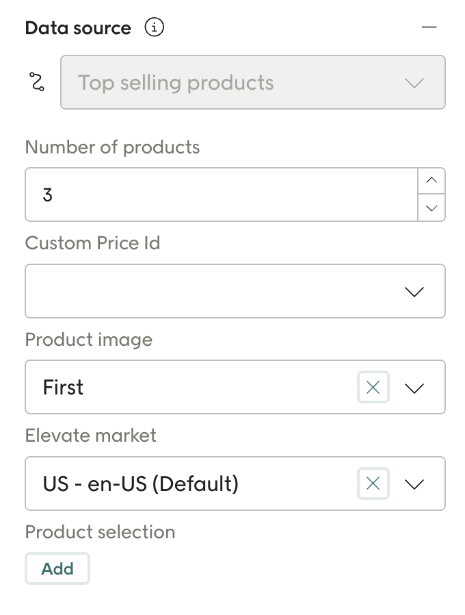 Screenshot of configuration options in top selling products module