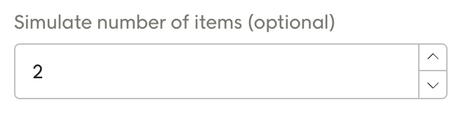 Screenshot of Engage simulate number of items dialog box