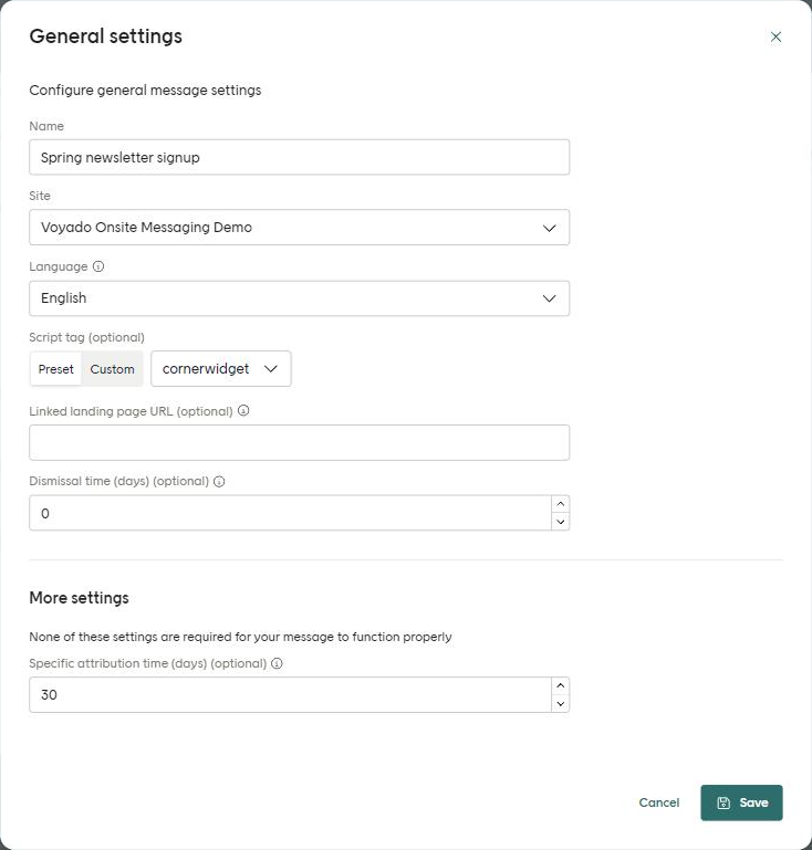 The General settings dialog