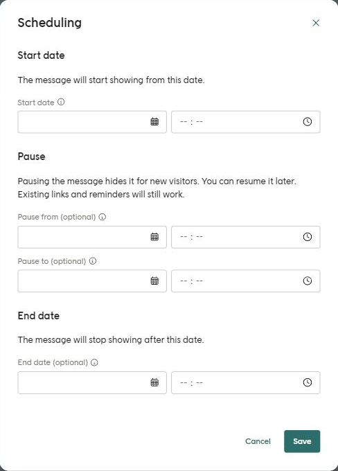 The Scheduling dialog