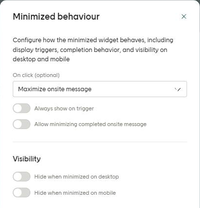 The Minimized behaviour panel