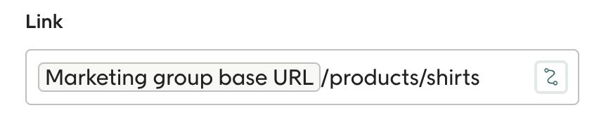 Link field showing a link that starts with a base URL