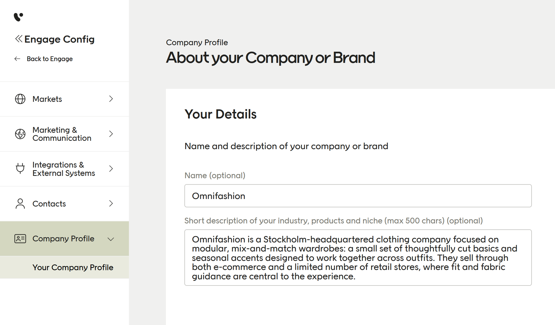 Company profile example
